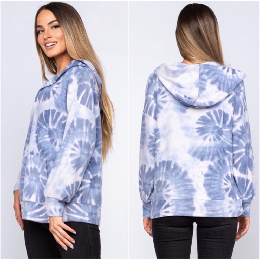 1 LEFT! Ultra Soft Thick Women's Warm Cozy Fall Tie Dye Hoodie Fall Top Sweater - Picture 2 of 2